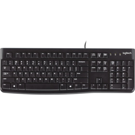 Logitech K120 Full Size Wired Keyboard USB Plug-and-Play Windows - Black