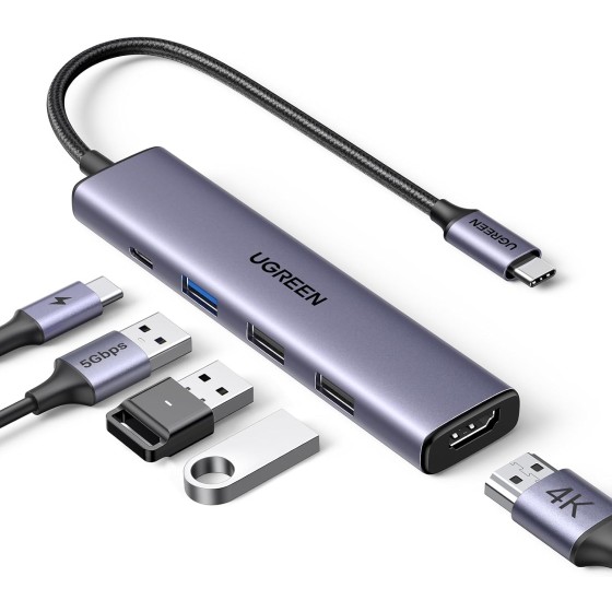UGREEN USB C Hub 5 in 1 Multiport USB Adapter 4K HDMI, 100W Power Delivery