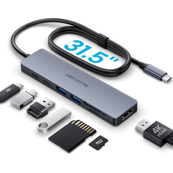 31.5'' USB C Hub Multiport Adapter HDMI 4K for MacBook Neo, iPad