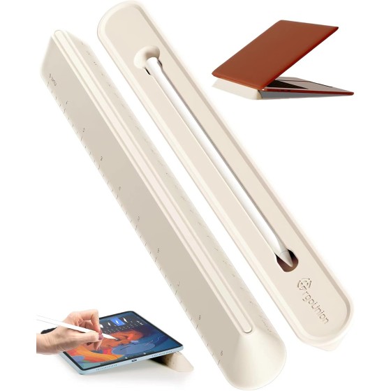 ergounion 3 in 1 Silicone Laptop Stand, Keyboard Riser for Ergonomic Typing/Reading, Portable Laptop Cooling Stand, for Home Office School and Travel, Oval Base, Bright Beige