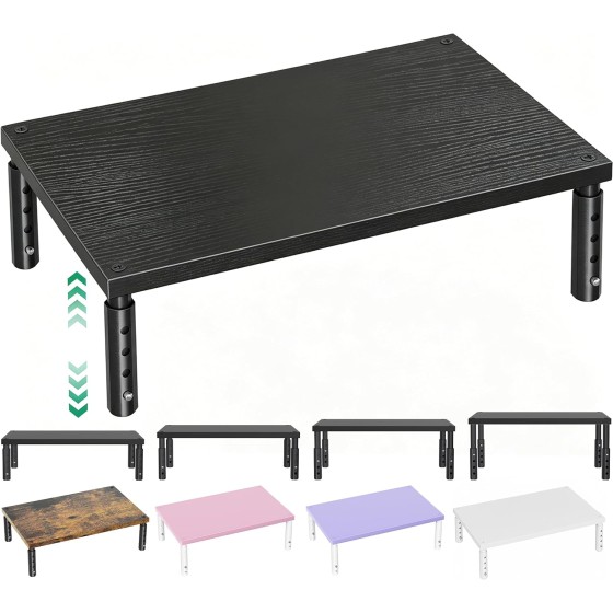 OPNICE Adjustable Monitor Stand Riser for Desk, Wood Computer & Laptop Stand, Desk Organizers and Accessories, Office Desk Accessories & Workspace Organizer for Home Office Supplie