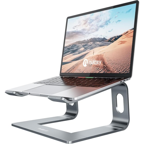 Nulaxy Full Aluminum Laptop Stand, Stable Support to 22 lbs, Open Cooling