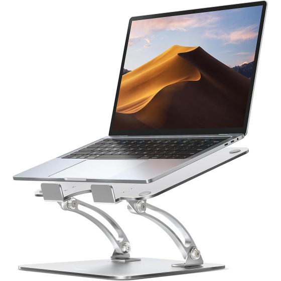 Nulaxy Ergonomic Adjustable Laptop Stand for Desk, Dual Foldable Computer Riser with Advanced Heat-Vent, Heavy-Duty Portable Notebook Holder for Posture Correction, Compatible with