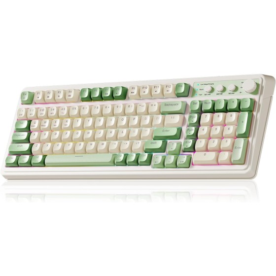 AULA S99 Gaming Keyboard, Wireless Green Creamy Computer Keyboards